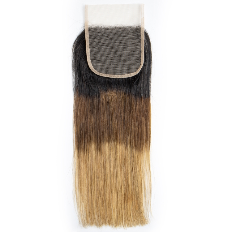 Brazilian Hair Bundles With Closure T1b/4/27 Ombre Color Human Hair 3 Bundles With Closure Remy 4x4 Lace Closure With Bundles
