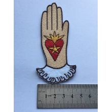 customized love in hand embroidery patch for clothes
