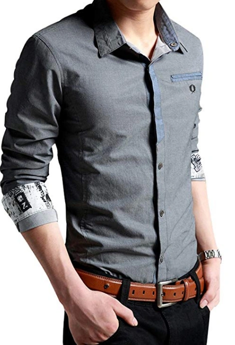 Men's Oxford Casual Shirt Long Sleeve Button Down Dress Shirt Slim Fit