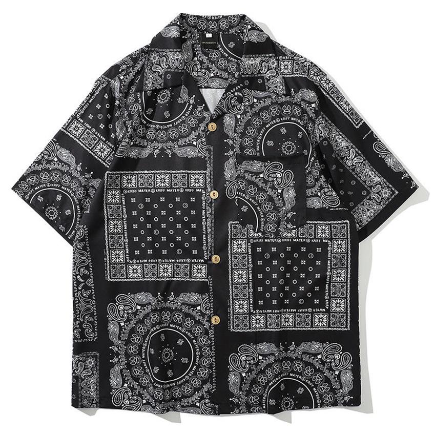 Custom Bandana Button Down Shirt Black