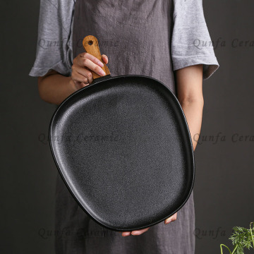Kookgerei set-grote onregelmatige steak pan met acacia-handgreep