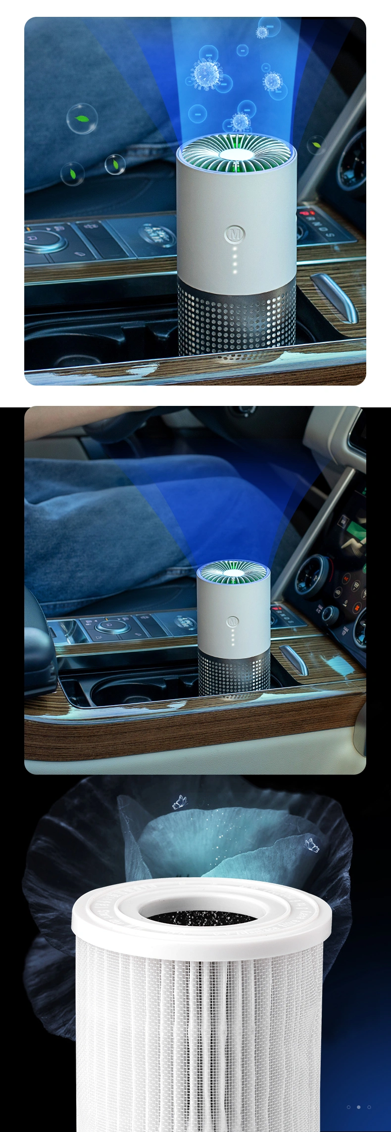 Hot Selling Portable Mini USB HEPA Activated Carbon Car Air Purifier Anion Ionizer Pm2.5 Purify Small Car Air Purifier
