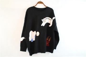 Multicolor Cat Warm Knitted Sweater