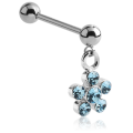 Kirurgisk Stål Staright Barbell med Jeweled Flower