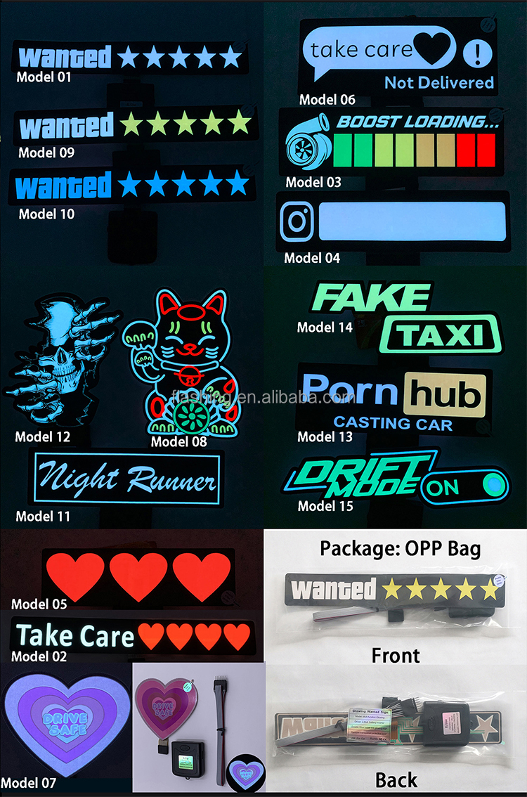Newest Lucky Cat Sign JDM Custom DIY EL luminous logo flexible LED lighting car sticker Wanted GTA Electric Sticker