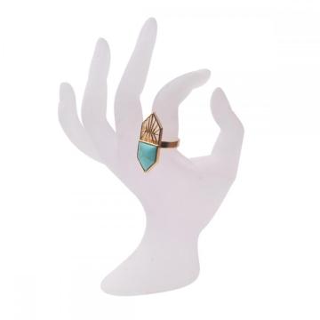Turquoise Hexagonal Gemstone Beads Engagement Women Shied Rings