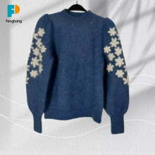 Gold Foil Series Blue Bubble Sleeve Sweater