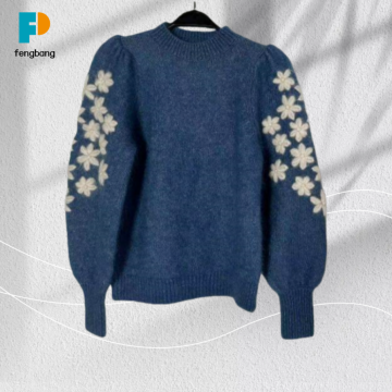 Gold Foil Series Blue Bubble Sleeve Sweater