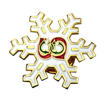 Christmas Souvenir Glitter White Snowflake Lapel Pin