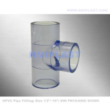 واضح PVC متساوي TEE SCH80