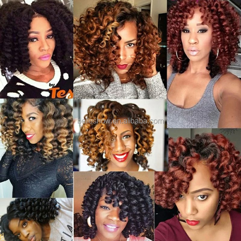 Hot sell Wholesale jamaican bounce crochet synthetic braiding hair  cheap jumpy wand curl curly crochet braids