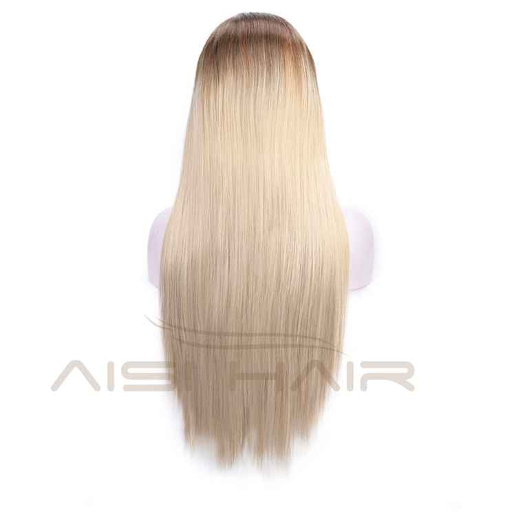 Aisi Hair Ombre Blonde Lace Front Long Wigs Heat Resistant Synthetic Fiber Long Silk Straight Lace Front Wigs For Women