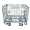 Folding roll wire cage with wheels