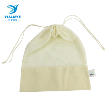 mesh gift organic cotton bag with draw string