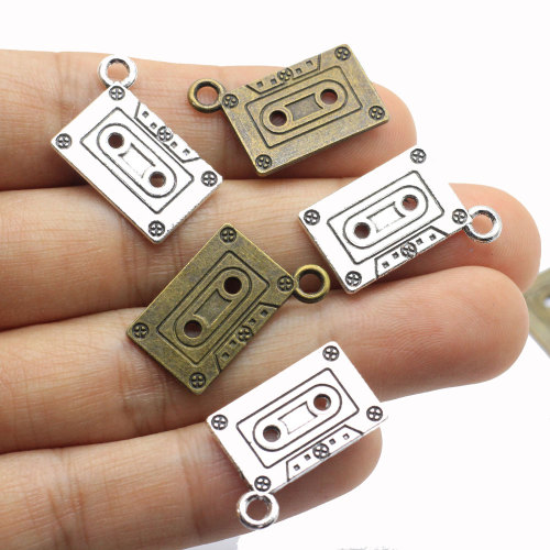 Wholesale Kawaii Mini Loose Sound Recorder Tape Shape Two Gold 100pcs for Keychains Jewelry Making Bead Charm