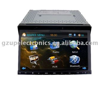 7 inch motorized double din indash dvd player with 3D User Interface