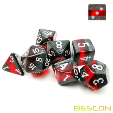 Bescon Mineral Rocks GEM VINES Polyhedral D&D Dice Set of 7, RPG Role Playing Game Dice 7pcs Set of RUBY