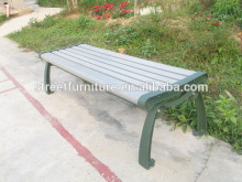 Metal leg garden bench with plastic wood public bench seating