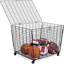 Sports Ball Basket Organizer on Wheels: Heavy Duty Casters for Easy Storage and Mobility