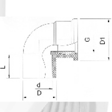 UPVC Pn10 DIN ลดการจ่ายน้ำข้อศอกหญิง