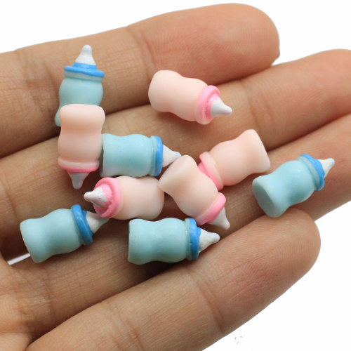Blue Pink Baby's Milk Bottle Resin Cabochon Kids Dollhouse Toys Keychain Art Decor Bracelet Jewelry Making Accessory