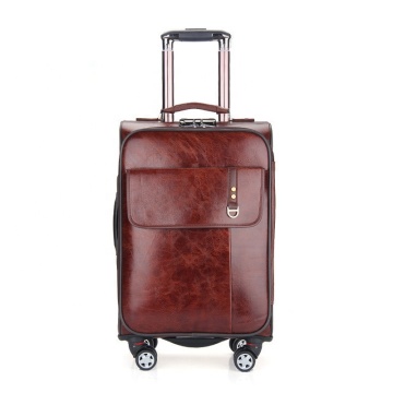 vintage leather carry on luggage travel trolley suitcase business bags cases