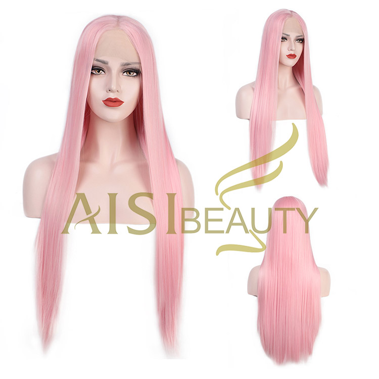 Aisi Beauty Wholesale Vendor Multi Color Cosplay Long Silky Straight Lace Frontal Synthetic Hair For Black Women Lace Front Wig