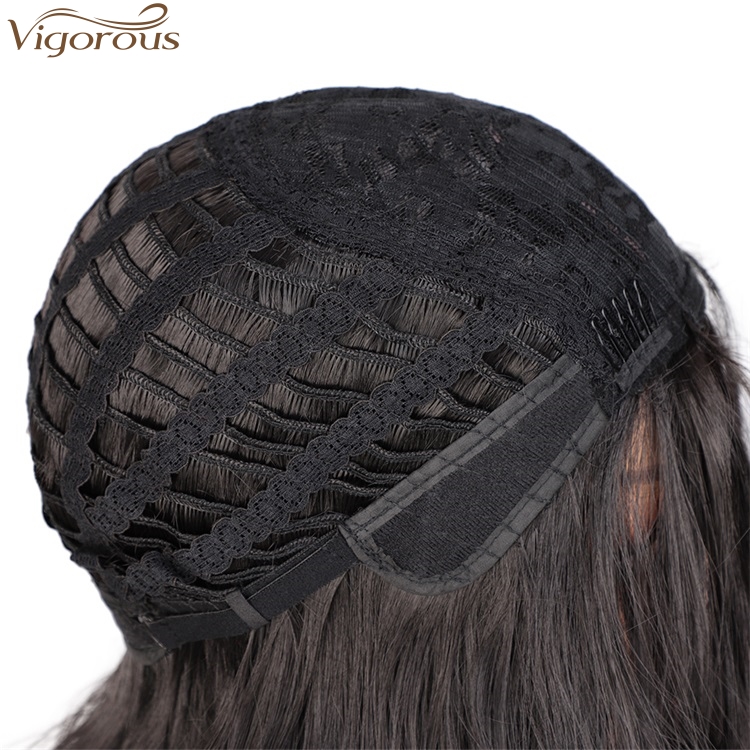 Vigorous Cheap Top Quality Long Black Wavy Wig  Middle Part Synthetic Wig For Black White Women Heat Resistant Wholesale Price