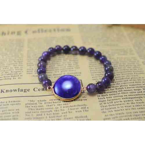 Amethyst Bracelet with Agate Pendant Piece Gemstone jewelry