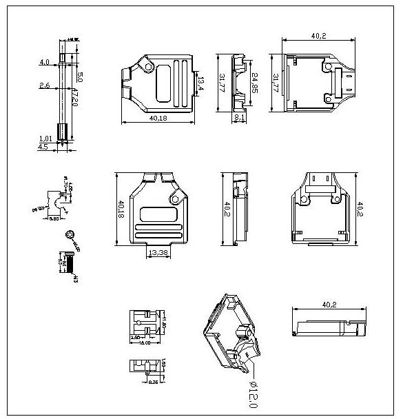 DBZY-09XX1 D-SUB METAL HOODS,09P, Y TYPE,LONG SCREW 