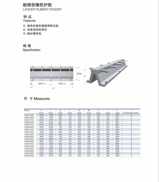 Rubber Ladder for ship berthing on dock