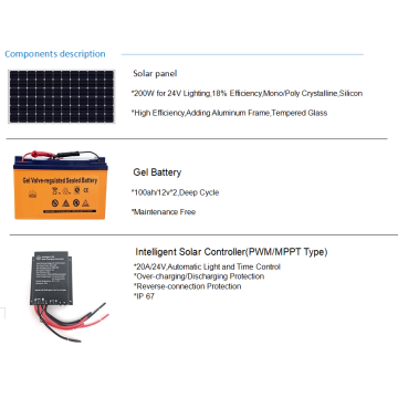 Poste de luz solar de 8 metros 90W