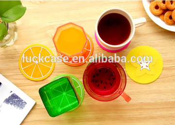 Promotional gift universial cheap fruit design colorful silicone cup mat