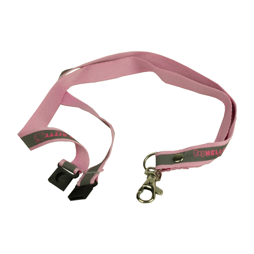 Pink Polyester Lanyard met veerklem van zinklegering