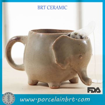 Novelty Elephant Ceramic Tea Cup with tea bag holder