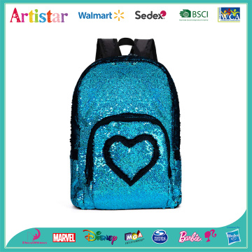 blue heart sequins backpack