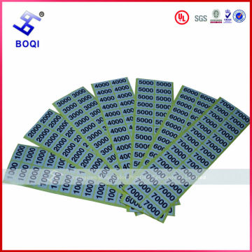 Waterproof sequenial number sticker/removable number sticker