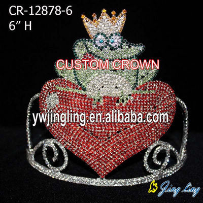 Frog Rhinestone Heart Pageant Crowns Valentine's Day
