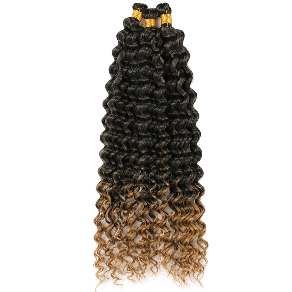 Deep Wave Ombre Color Crochet Braids 22inch Curly Synthetic Braiding Hair Extensions  deep twist Hair