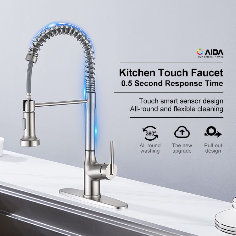 Popular CUPC Pulldown Spring Kitchen Faucet Durable Brass Single Handle Water Mixer Tap Faucets