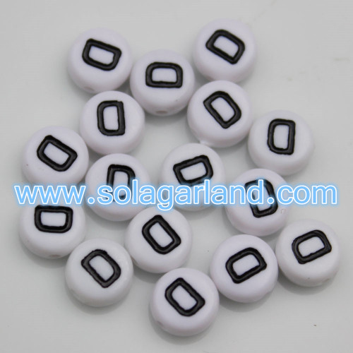 4x7MM Acrylic White Single Letter/ Alphabet Beads A-Z Acrylic Coin Round Spacer Beads