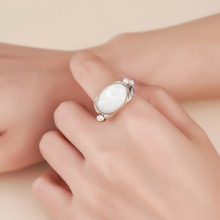 Simple Hollow Fashionable Oval Shape Shell Saddle Rings
