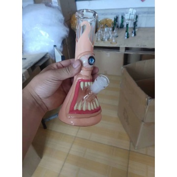 Pink Beaker Bongs with Vivid Eyes and Teeth