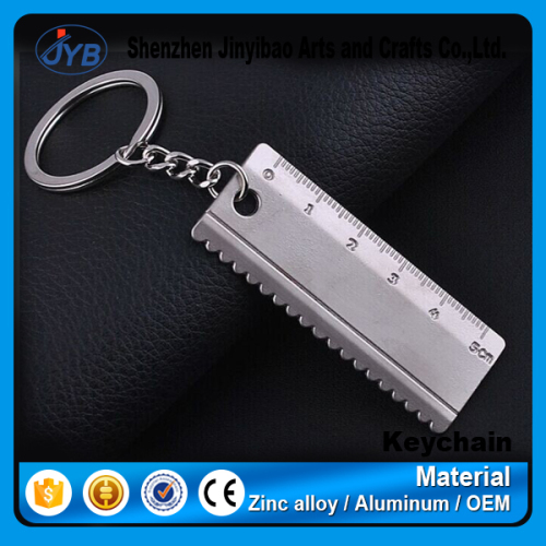 Wholesale cheap custom metal rectangle ruler keyring tools for promotion