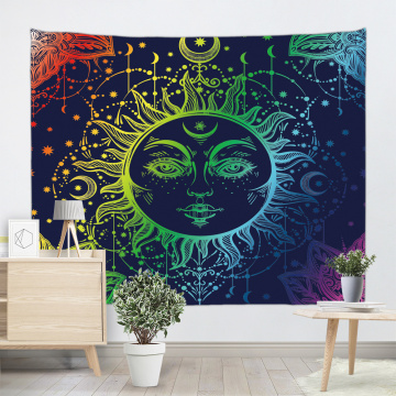 Sun Face Colorful Tapestry Mandala Wall Hanging Indian Hippie Bohemian Psychedelic Mystic Tapestry Home Decro