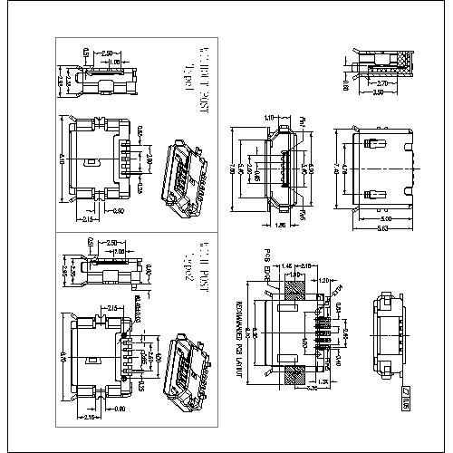 MUFM01 1-Micro USB 5P Receptacle B Type SMT