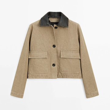 Women's detachable leather collar design jacket