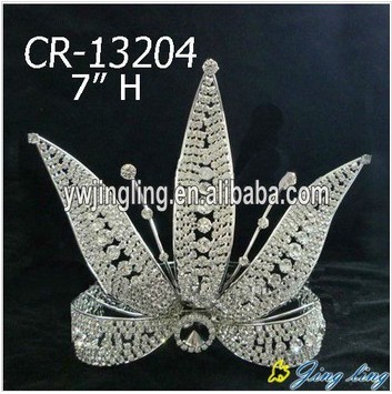 Flower shape leaf rhinestone pageant crowns for party