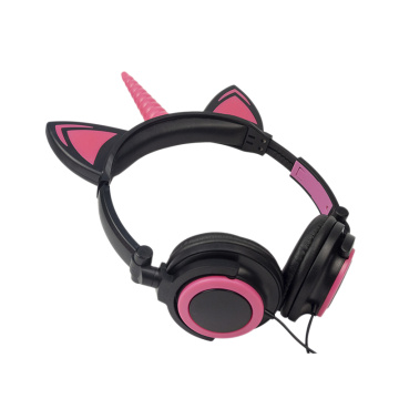 Casque d&#39;écoute pliable avec oreilles de chat licorne pour enfants