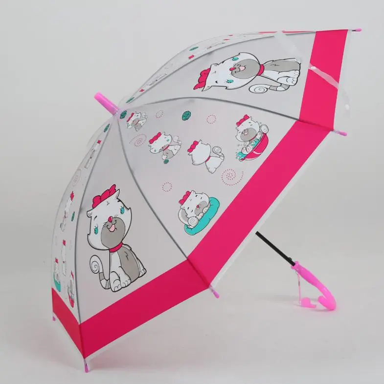 Fancy Cute Cartoon Transparent Poe Kids Umbrella with Printing Pattern